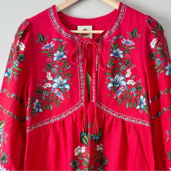 NWT FARM RIO Red Sweet Bloom Bouquet Midi Dress - Size XS - Picture 6 of 11